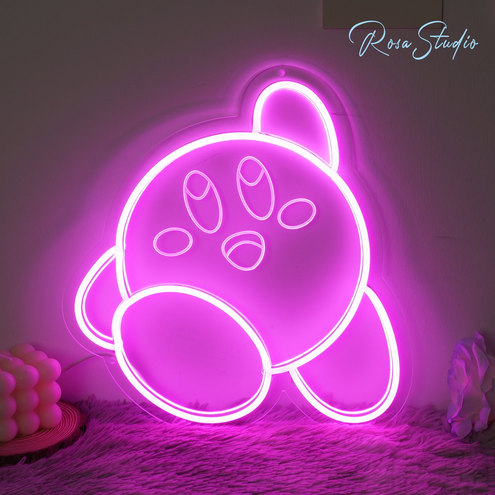 Kirby Sign Neon Like LED Anime Neon Sign Gaming Wall Night - Etsy