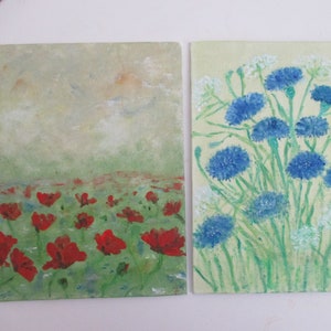 Pictures Set Wildflowers Cornflowers Cornflowers Painting Meadow Flowers Canvas Oil Colors Canvas Oil Colors Canvas Oil Color