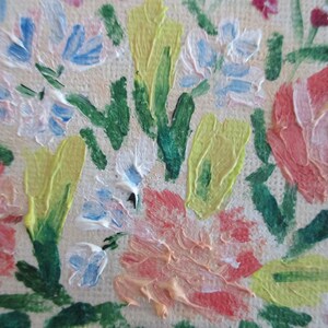 Floral Painting Mini Small Painting Tulips Daffodils Daffodils Tulips