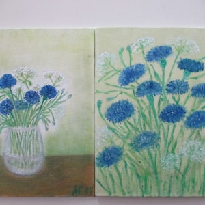 Pictures Set Wildflowers Cornflowers Cornflowers Painting Meadow Flowers Canvas Oil Colors Canvas Oil Colors Canvas Oil Color