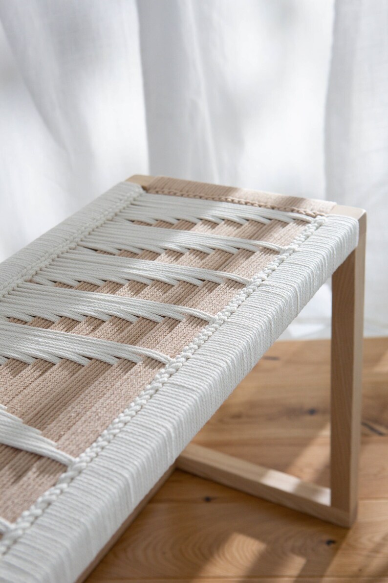 Modern Boho Entryway Bench for Bedroom End of Bed Handmade - Etsy