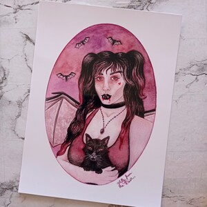 Isabella & Saphir - art printing / illustration, portrait, vampire, creepy cute