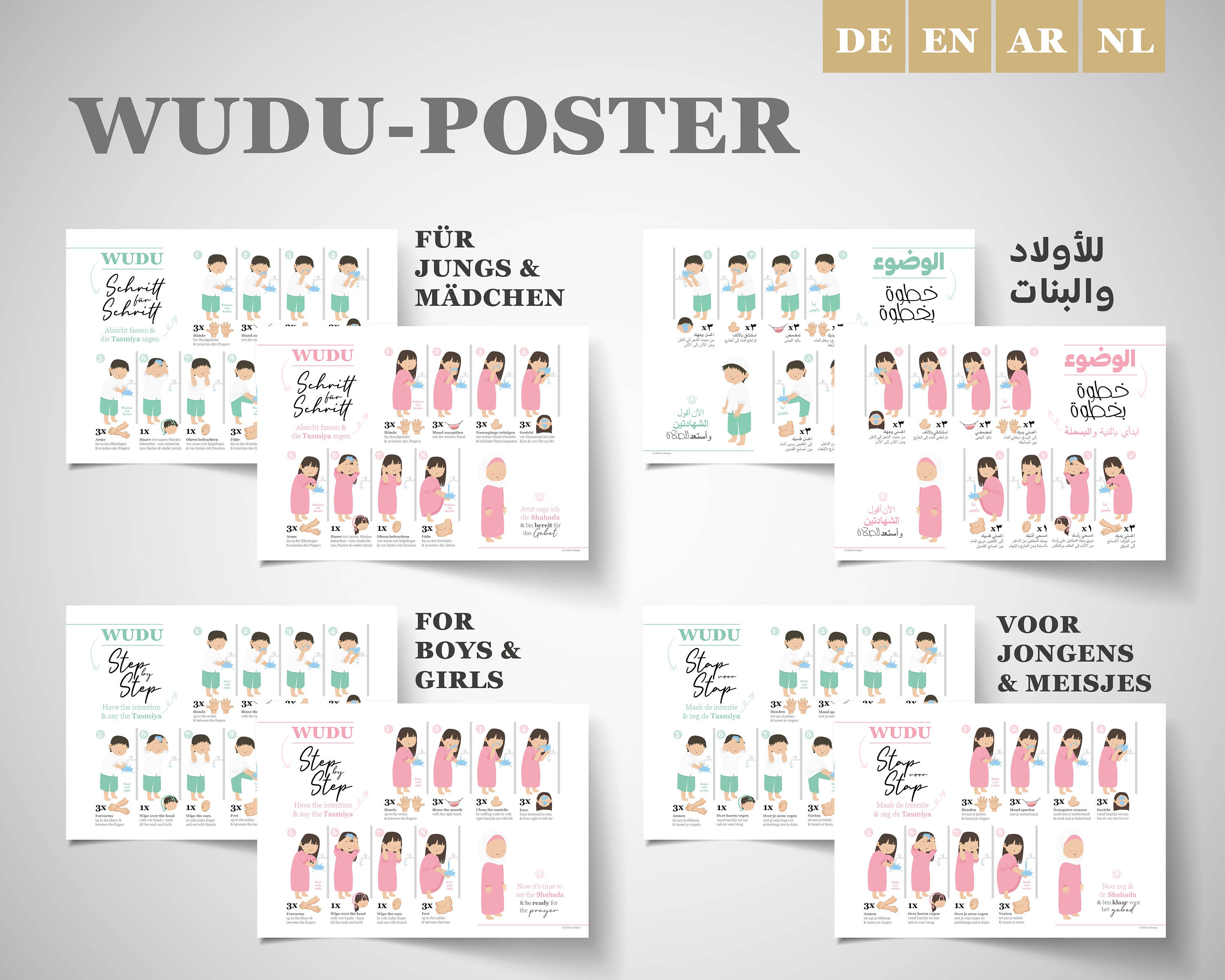 Wudu A4Poster Schritt für Schritt Anleitung zum Erlernen Etsy.de