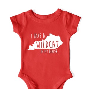 I Have a WILDCAT In My DIAPER - Louisville Kentucky sports - funny cute new football basketball rivalry outfit - Baby Bodysuit One Piece