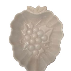 Vintage Hazel Atlas milk glass grape pattern candy/relish dish. 7" x 5.75"
