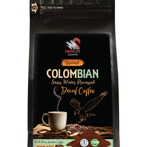 Swiss Water Decaf Colombian Coffee: Medium Roast, Ground (12 ounce)