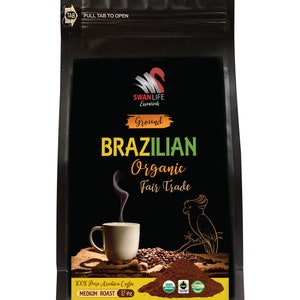 Brazilian Organic Ground Coffee: Fair Trade Arabica, Medium Roast (12 ounce)