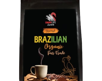 brazilian organic medium roast ground coffee - medium roast, 100% pure arabica, fair trade, low acidity, non gmo - (12 ounce 1 bag)