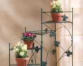 6-Tier Green Metal Spiral Plant Stand, Decorative Ivy Leaves Staircase Design Flower Pot Holder, Plant Lover Gift, 22.5 quot W, 38 quot H