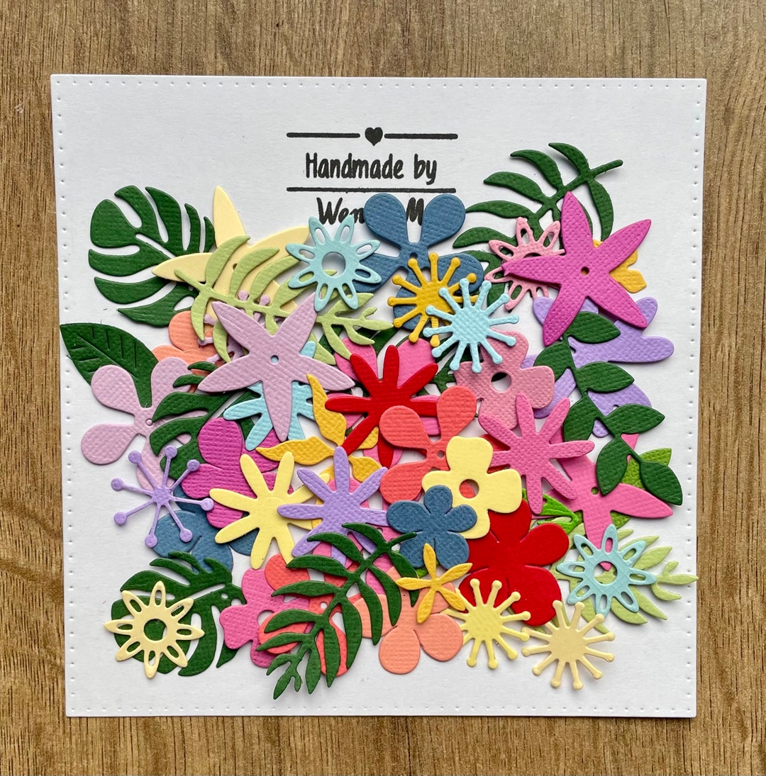 Collection of 50 Die Cut Flowers and Leaves Embellishments, Toppers ...