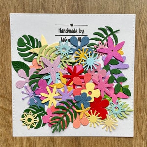 Collection of 50 Die Cut Flowers And Leaves Embellishments, Toppers, Papercraft, Card Making, Scrapbooking