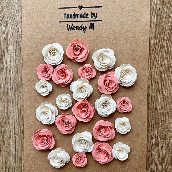 Handmade Peach & Cream Paper Roses, Card Embellishments