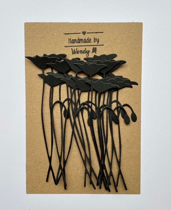 Poppy Die Cut Silhouette X10 Embellishments Toppers Card Etsy UK