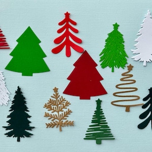 X12 Die Cut Christmas Tree Embellishments : Festive , Card Making ,  Papercraft, Christmas Toppers, Scrapbooking