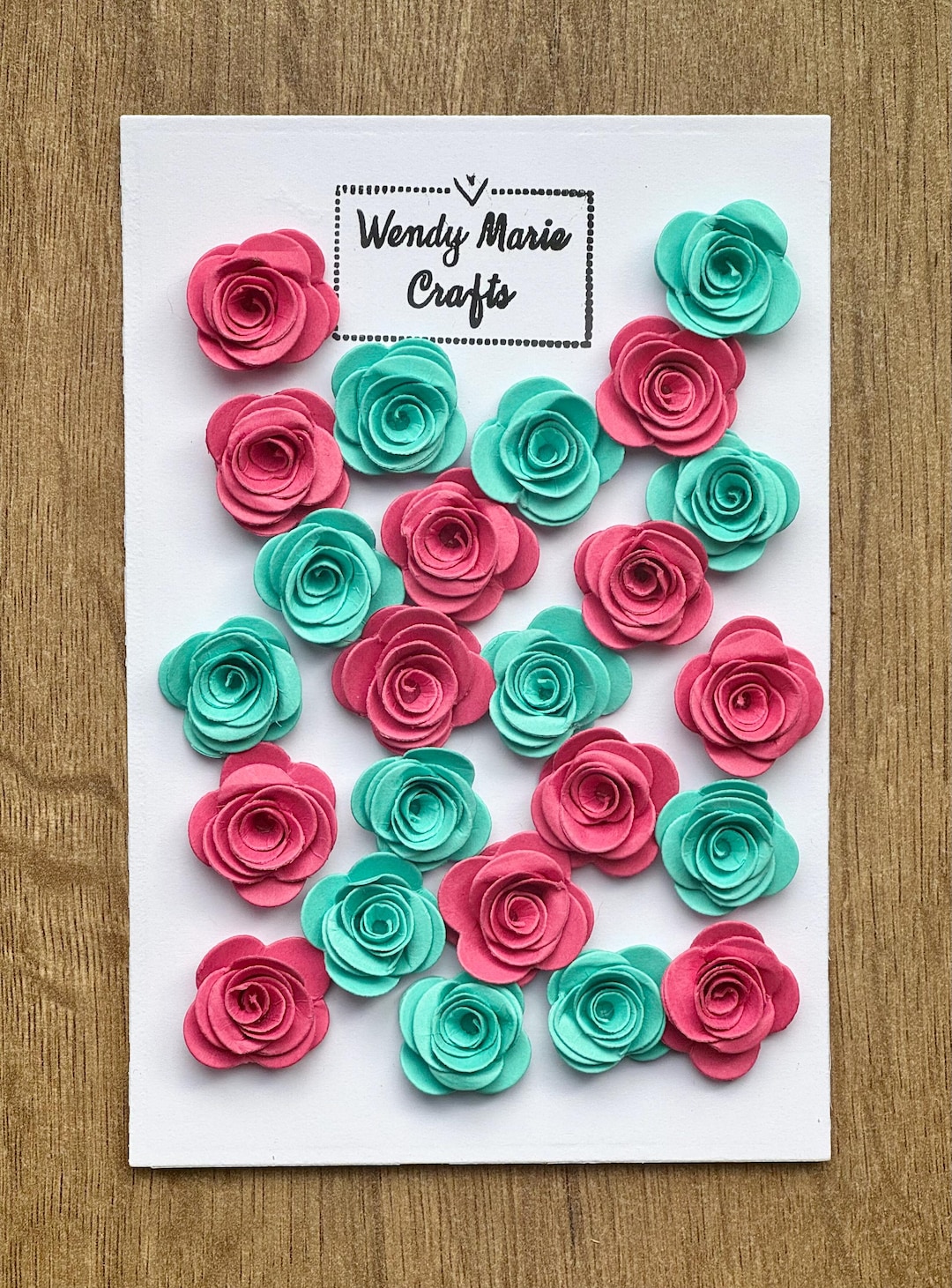 Rolled Paper Roses Pink Hand Rolled Paper Roses: Cerise Pink & Aqua Carnival Mix, Paper Flowers ...