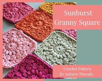 Sunburst Granny Square Crochet Pattern-PDF