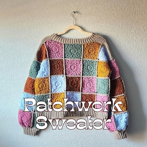 PATRÓN DE GANCHILLO Suéter Patchwork Suéter Abuela Cuadrado Descarga Digital PDF