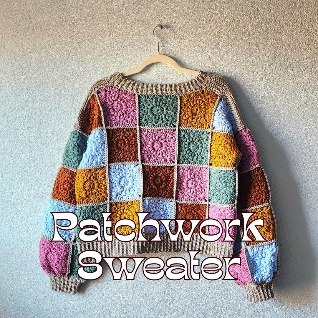 Crochet Pattern Patchwork Sweater Granny Square Sweater