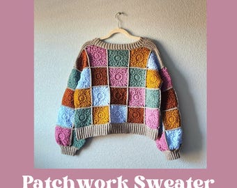 HÄKELANLEITUNG Patchwork Pullover Grandma Square Pullover