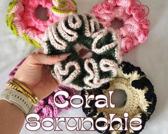 CROCHET PATTERN Coral Scrunchie Crochet Pattern Digital Download PDF