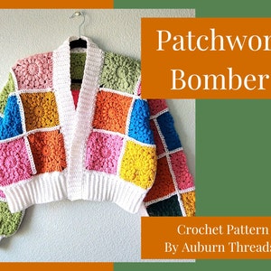Crochet bomber top jacket pattern