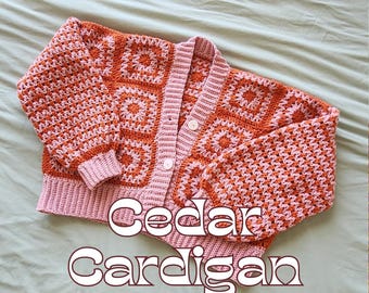 CROCHET PATTERN Cedar Cardigan Granny Square Cardigan  Digital Download PDF