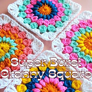 CROCHET PATTERN Superburst Granny Square Crochet Pattern Digital Download PDF