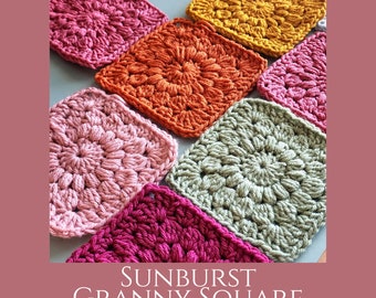 Sunburst Granny Square Crochet Pattern-PDF