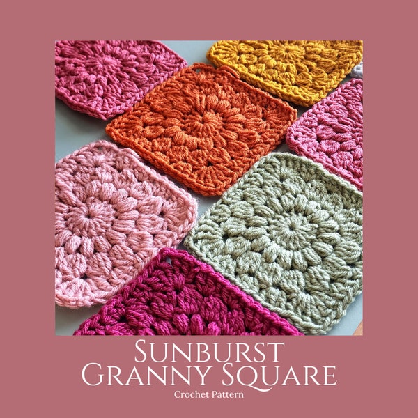 Sunburst Granny Square Crochet Pattern-PDF