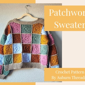 Patchwork Sweater Crochet Pattern-PDF