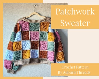 Patchwork Sweater Crochet Pattern-PDF