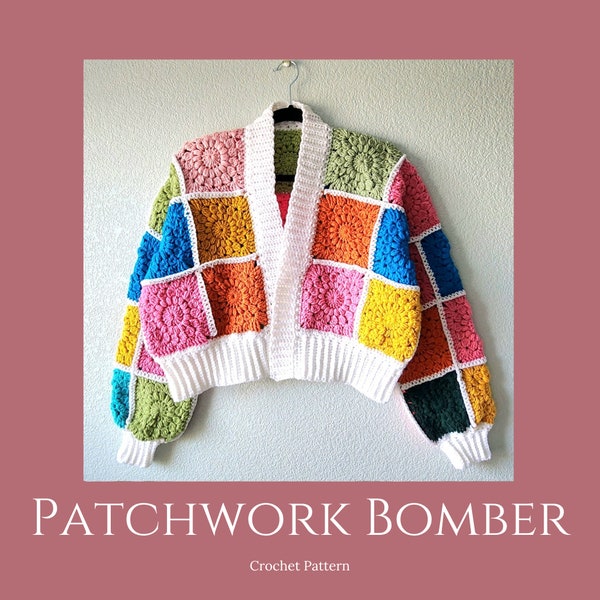 Patchwork Bomber Crochet Pattern PDF
