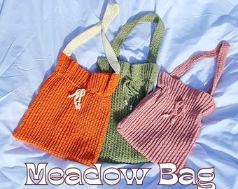 Meadow Bag Crochet Pattern: Beginner Drawstring Bag (PDF)