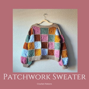 Patchwork Sweater Crochet Pattern-PDF