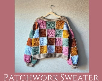 Patchwork Sweater Crochet Pattern-PDF