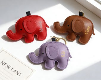 Porte-clés éléphant personnalisé | Porte-clés en acier inoxydable avec nom personnalisé | Cadeau pour les amoureux des animaux, les amis et la famille