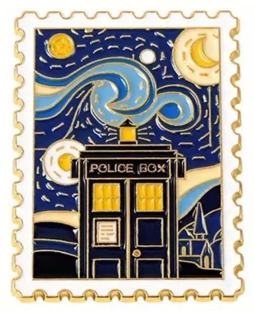 Tardis Starry Night Dr Who Van Gogh Police Box Stamp 3.4 - Foto 5