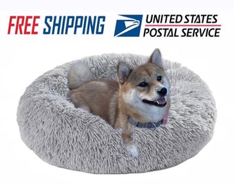 Calming Bed for Dogs-Dog Calming Bed-Dog Doughnut Bed-Donut Cuddler Dog Bed