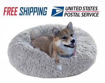 Donut Dog Bed Calming Pet Bed Small Dog Crate Anti-Anxiety Dog Bed Washable Dog Bed Cat Bed Pet Accessories
