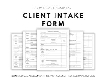 Home Care Client Intake & Assessment Form: Non-medical (PDF Template ...