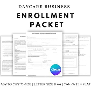 Daycare Enrollment Forms Template | Canva Template | Home Day Care | Daycare Center | Enrollment Forms Packet
