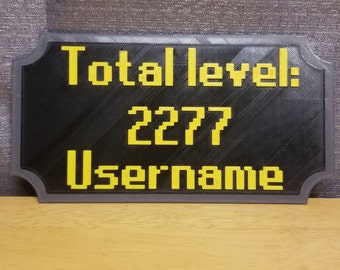 Customizable OldSchool Runescape Inspired Total Level Commemoration 3D Printed Wall Hang & Magnet