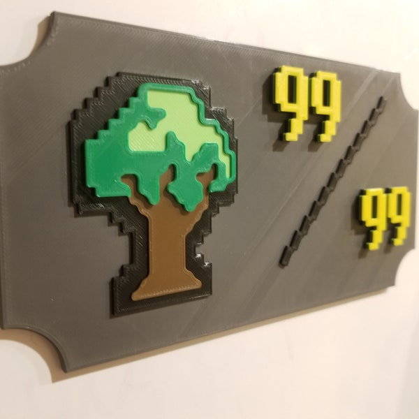 OldSchool Runescape Inspired Level 99 Woodcutting Commemoration 3D Printed Wall Hang & Magnet