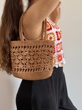 Crochet Raffia Tote Bag, Straw Shoulder Bag, French Market Bucket Bag, Purse Basket, Minimal Boho-Chick bag, Rouje Bag, Net Bag,Gift for Her product logo