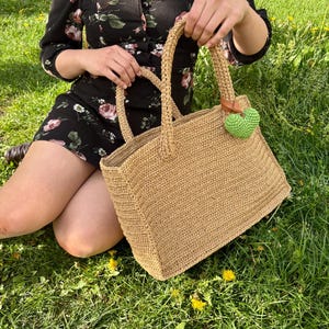 Bolso tote de rafia hecho a mano: bolso de playa bohemio tejido con funda de cuero