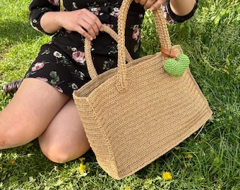 Handmade Raffia Tote Bag: Boho Woven Beach Bag with Leather Pouch