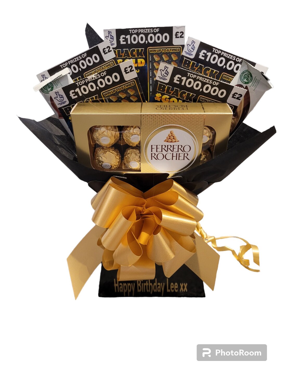 Scratchcard, Ferrero Rocher & Galaxy Chocolate Gift Hamper Bouquet