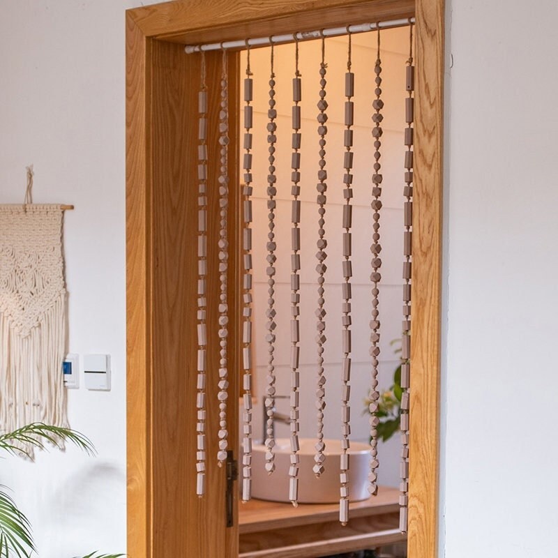 Natural Bamboo Beaded Curtain Star Fish Beach Scene Beads Window Doors Divider 