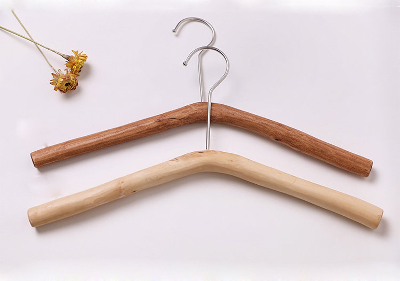 2 Pieces Natural Solid Wood Hangers / Original Ecological Etsy