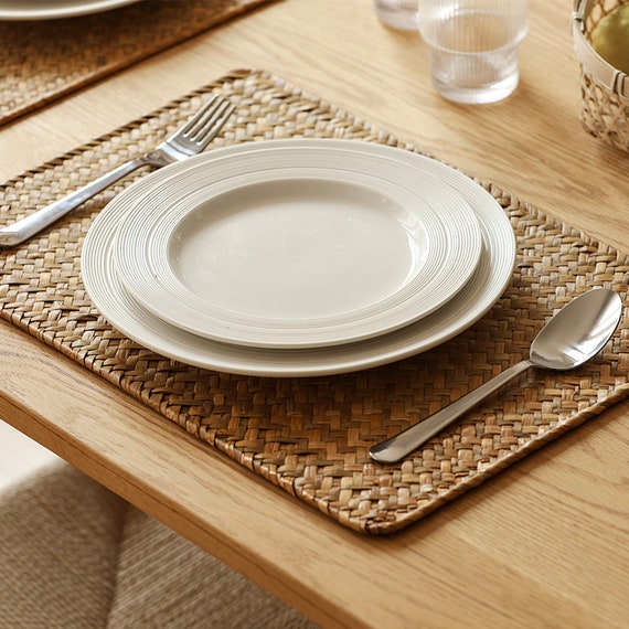 Pack of 2 Natural Seagrass Placemats Woven Place Mat Etsy
